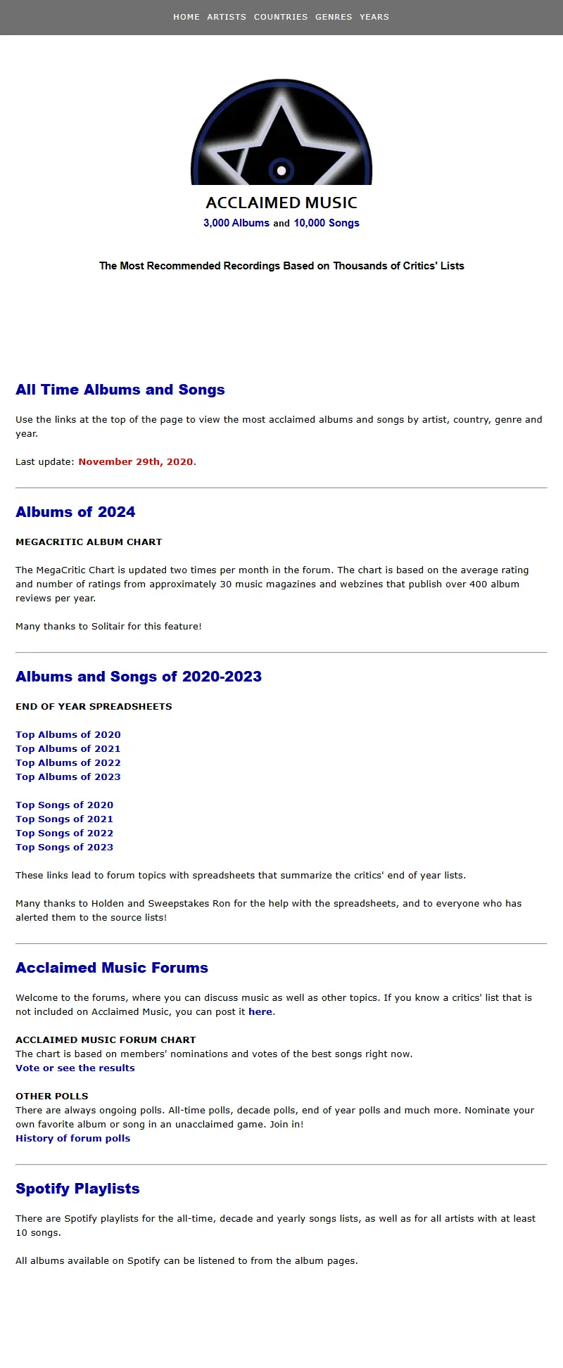 backlink from acclaimedmusic.net