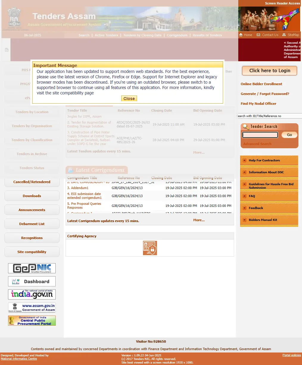 backlink from assamtenders.gov.in