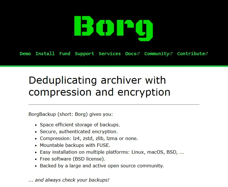 backlink from borgbackup.org