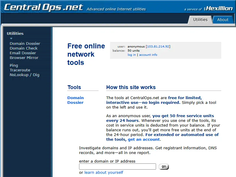 backlink from centralops.net