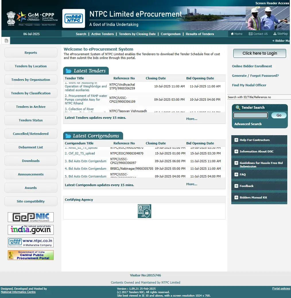 backlink from eprocurentpc.nic.in