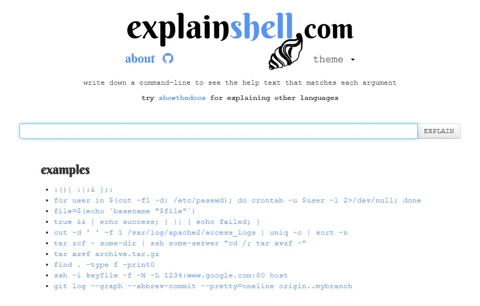 backlink from explainshell.com
