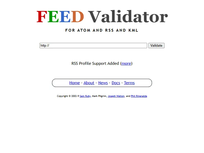 backlink from feedvalidator.org