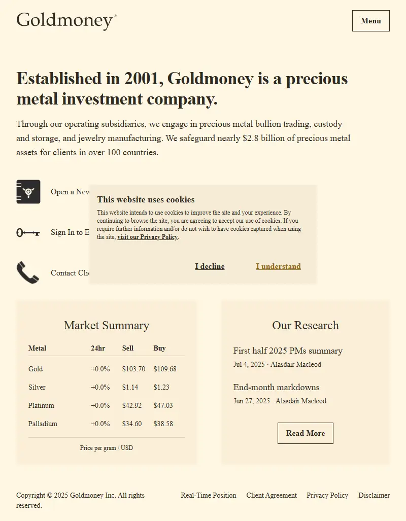 backlink from goldmoney.com