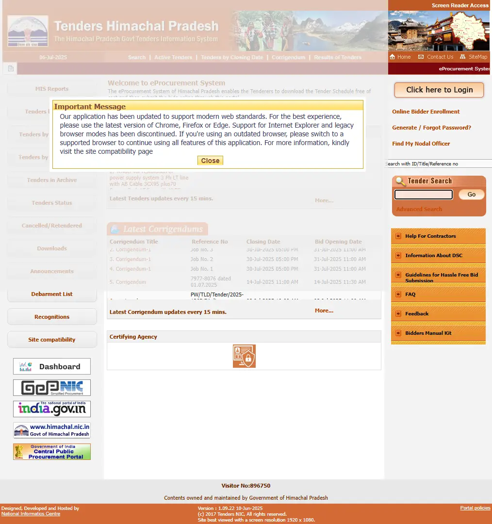 backlink from hptenders.gov.in