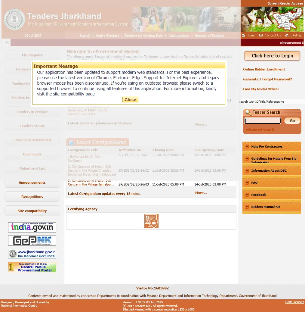 backlink from jharkhandtenders.gov.in
