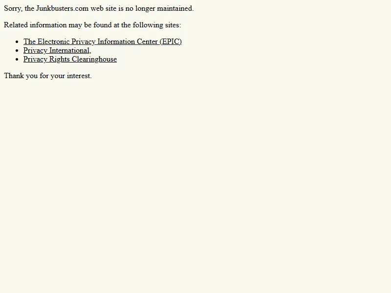backlink from junkbusters.com