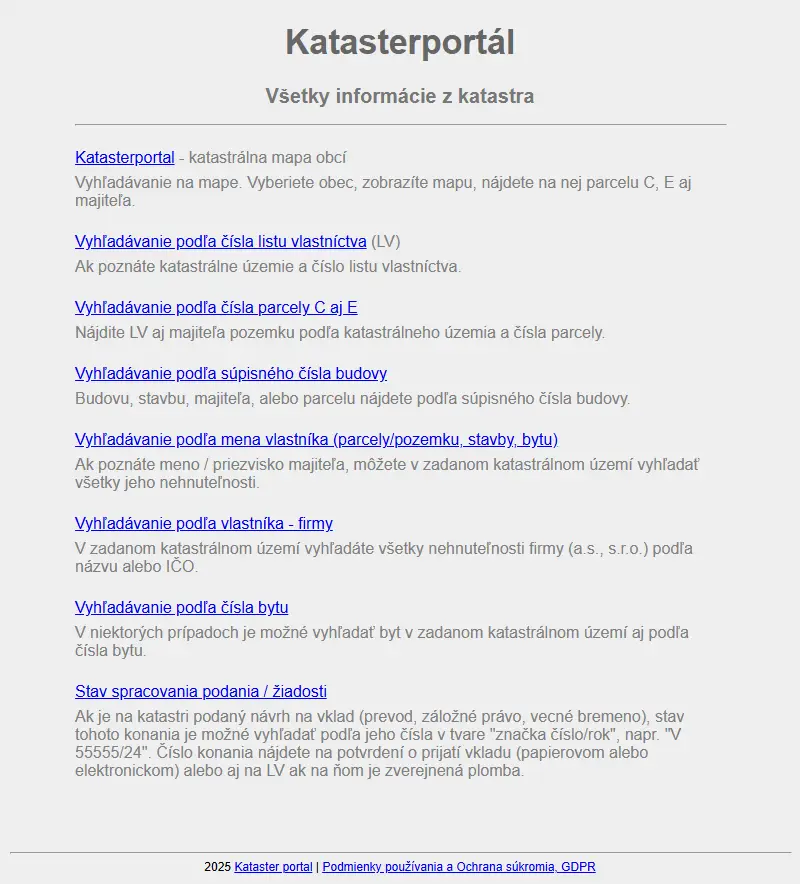backlink from kataster-portal.sk
