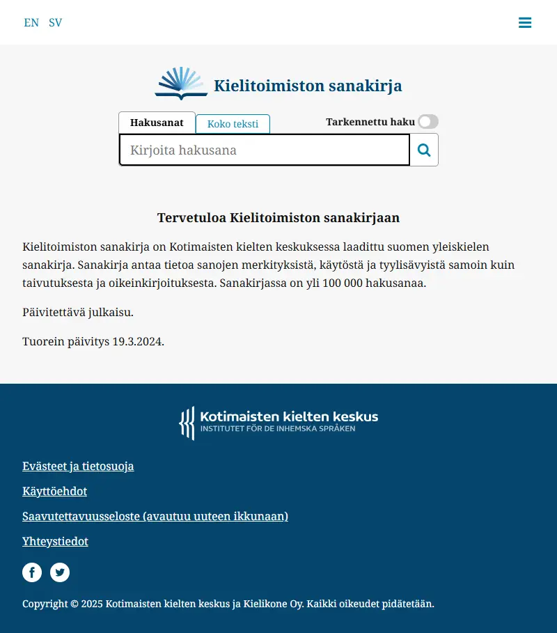 backlink from kielitoimistonsanakirja.fi