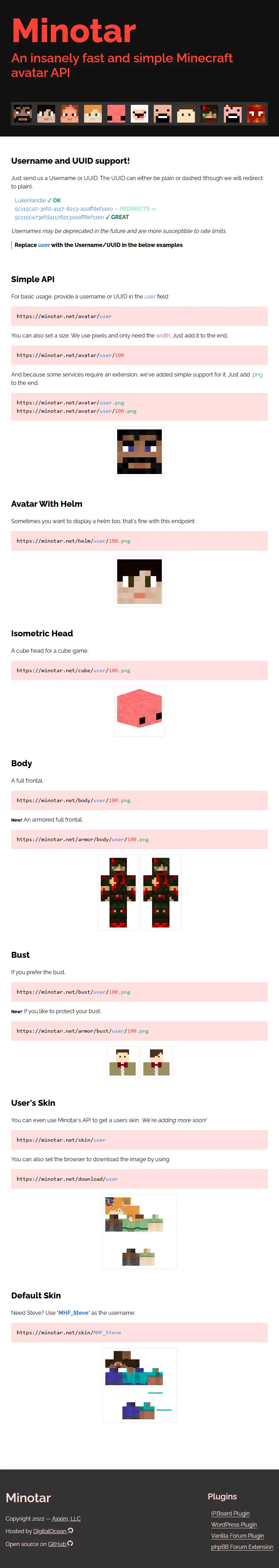 backlink from minotar.net
