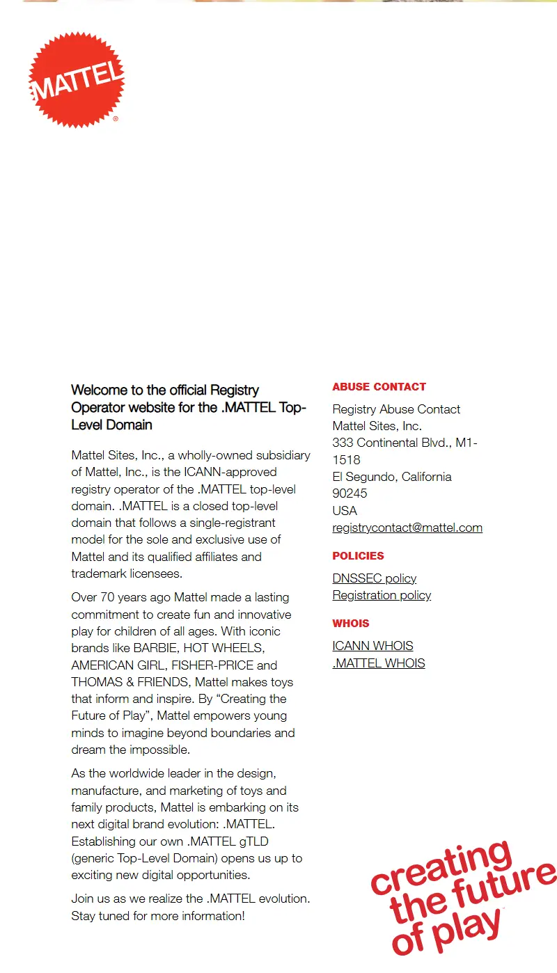 backlink from nic.mattel