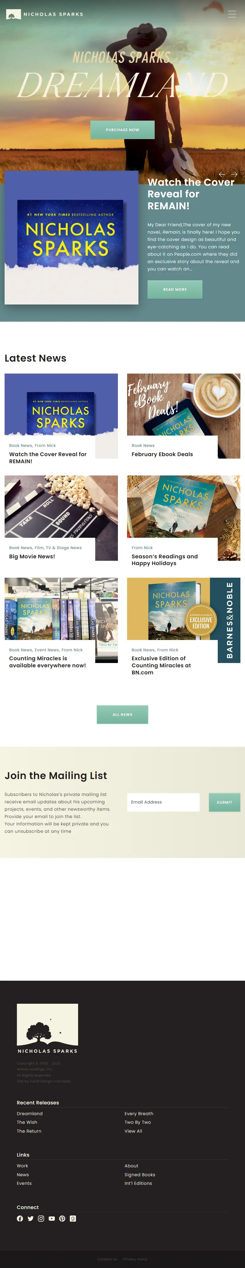 backlink from nicholassparks.com