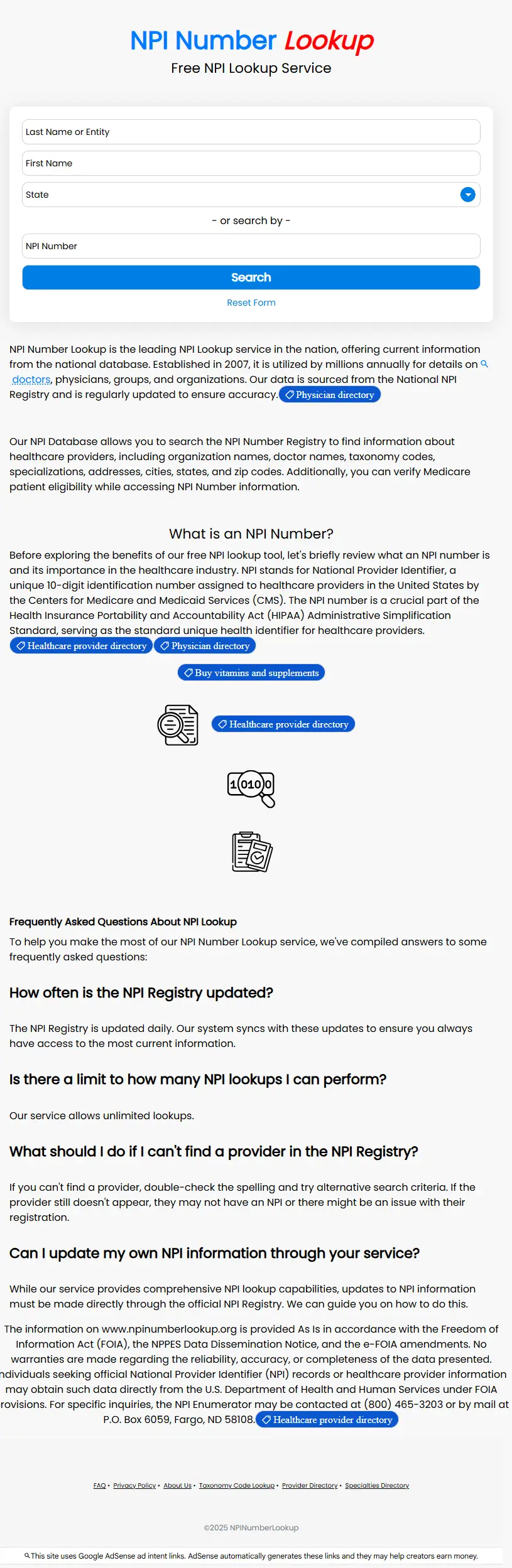 backlink from npinumberlookup.org
