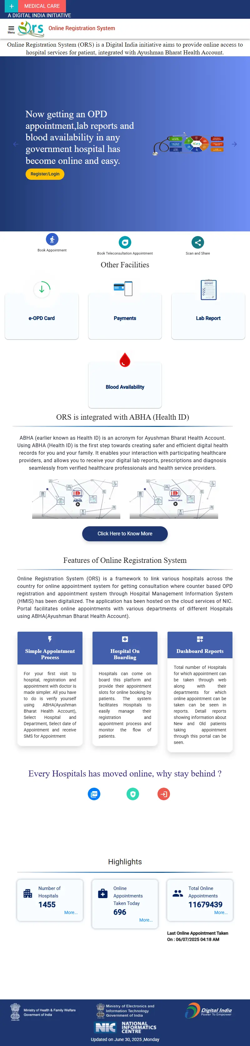 backlink from ors.gov.in