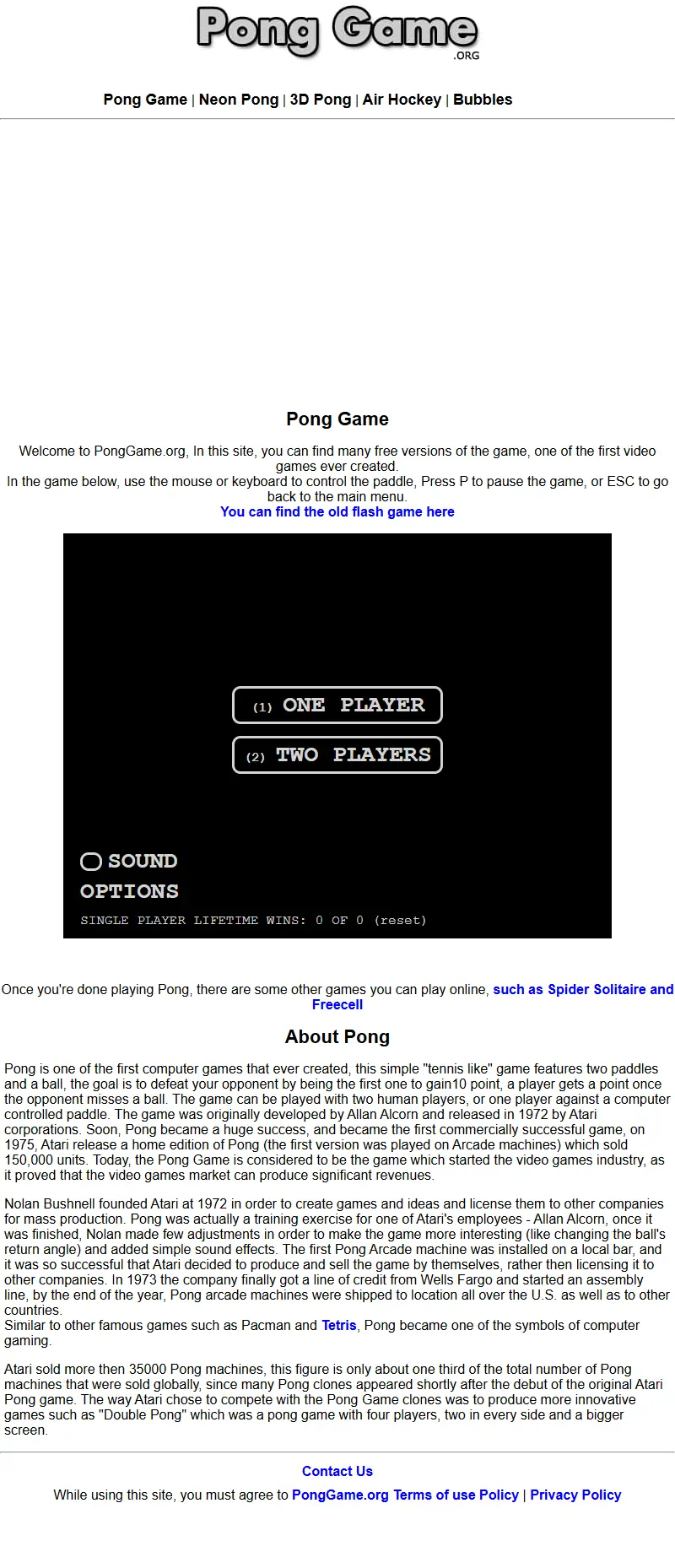 backlink from ponggame.org