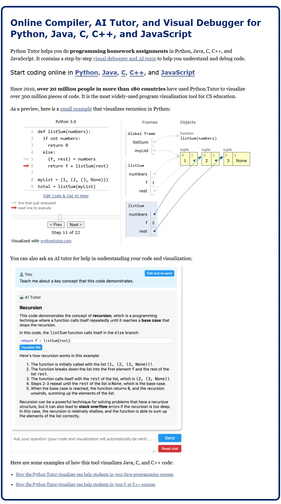 backlink from pythontutor.com