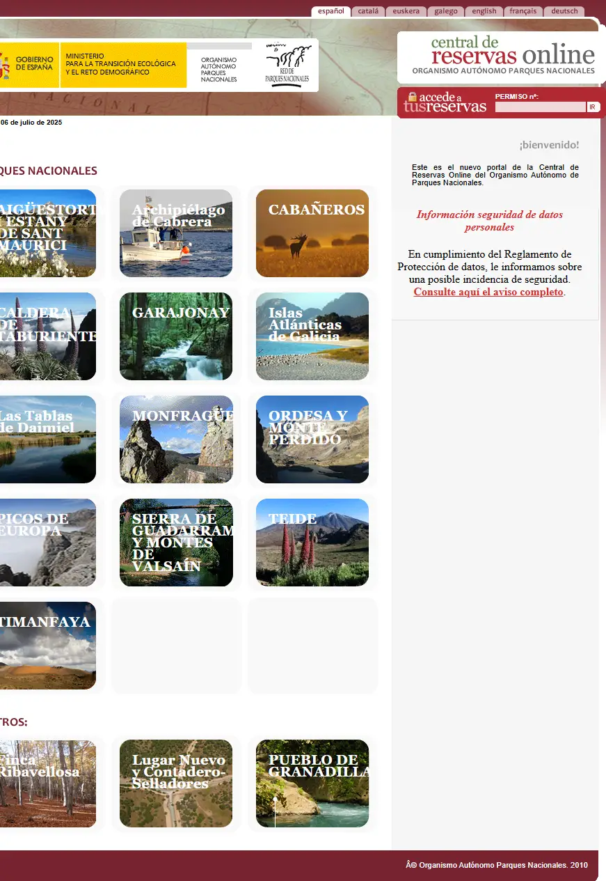 backlink from reservasparquesnacionales.es