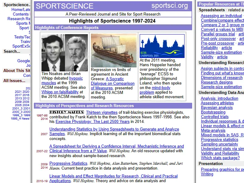 backlink from sportsci.org