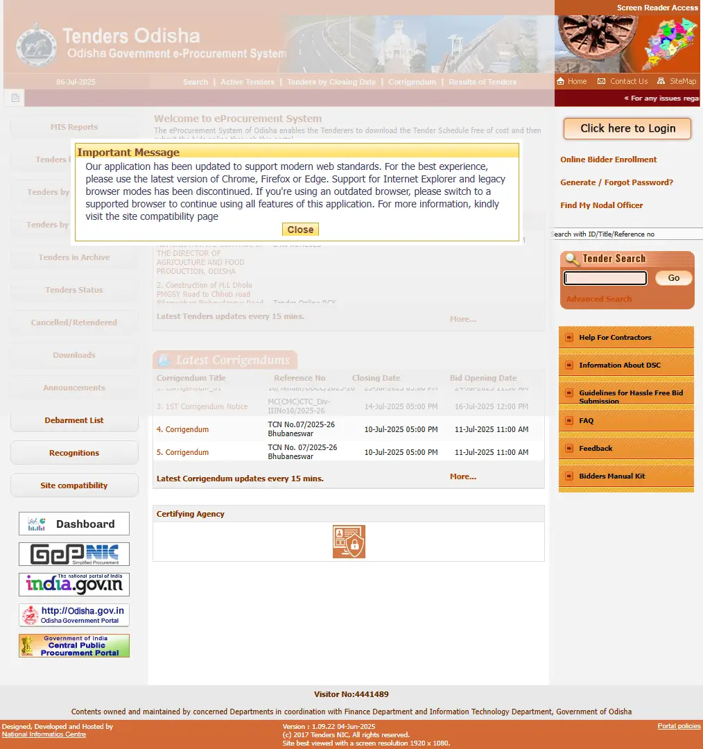 backlink from tendersodisha.gov.in