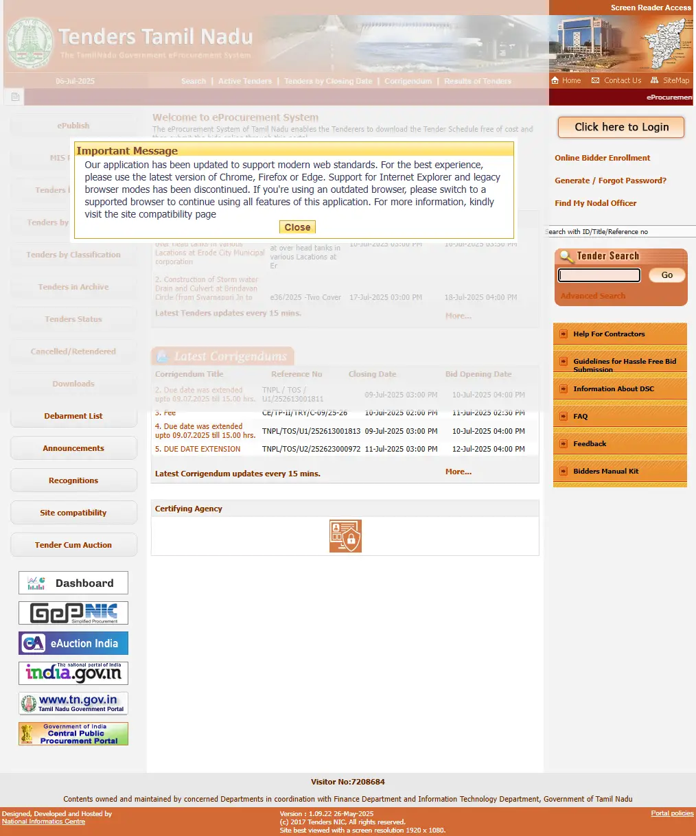 backlink from tntenders.gov.in