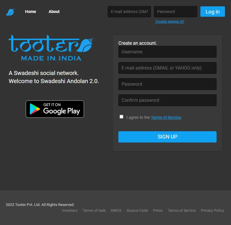 backlink from tooter.in