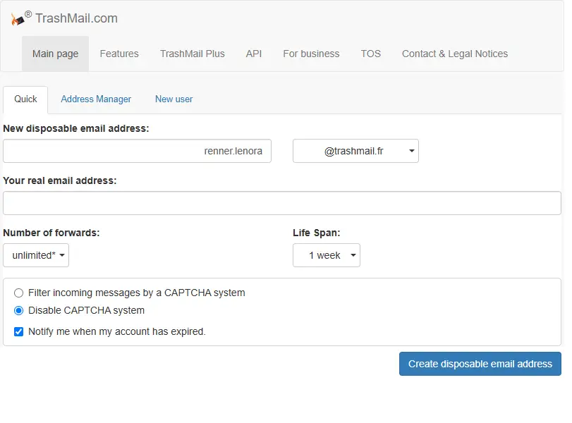 backlink from trashmail.com