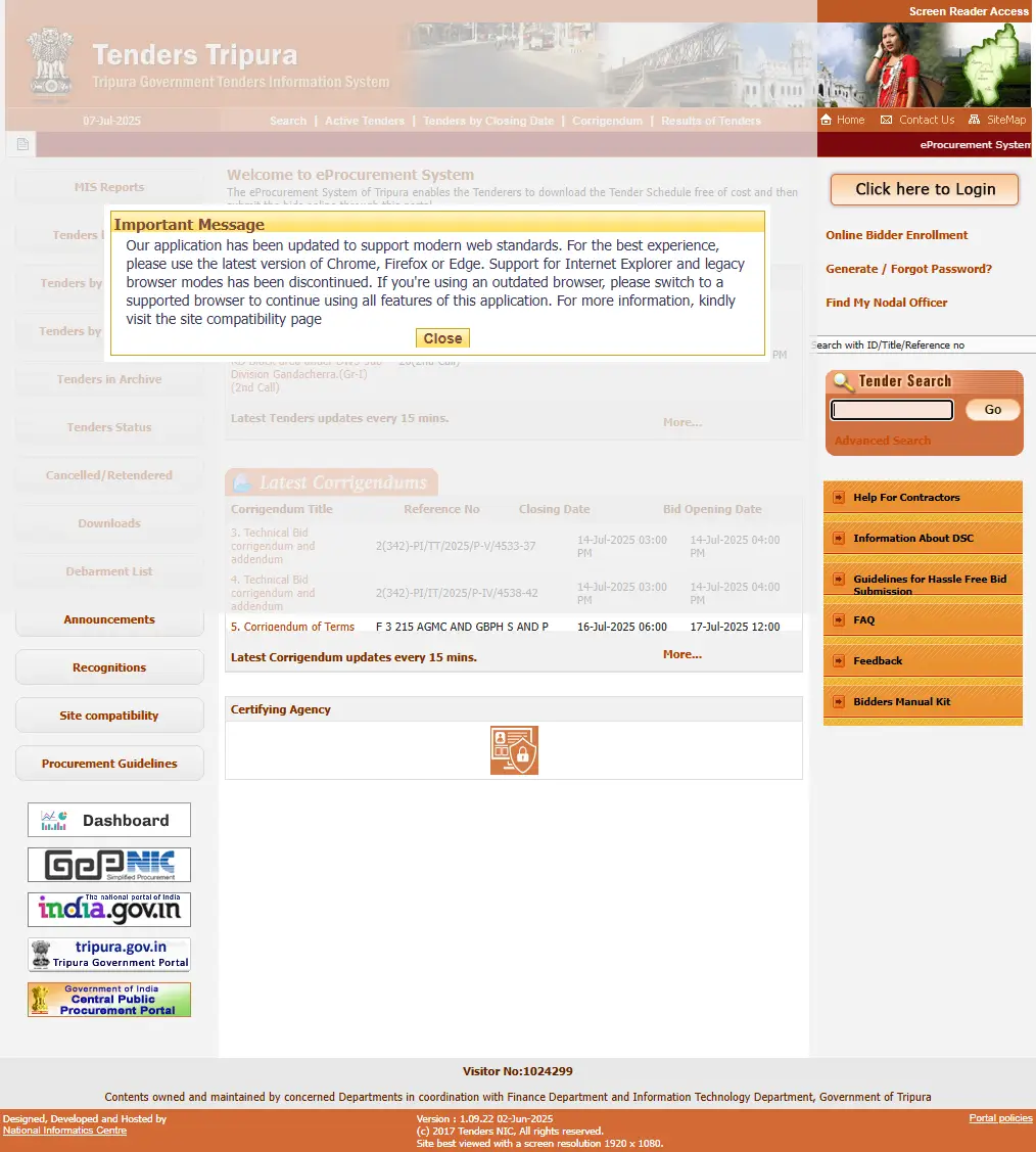 backlink from tripuratenders.gov.in