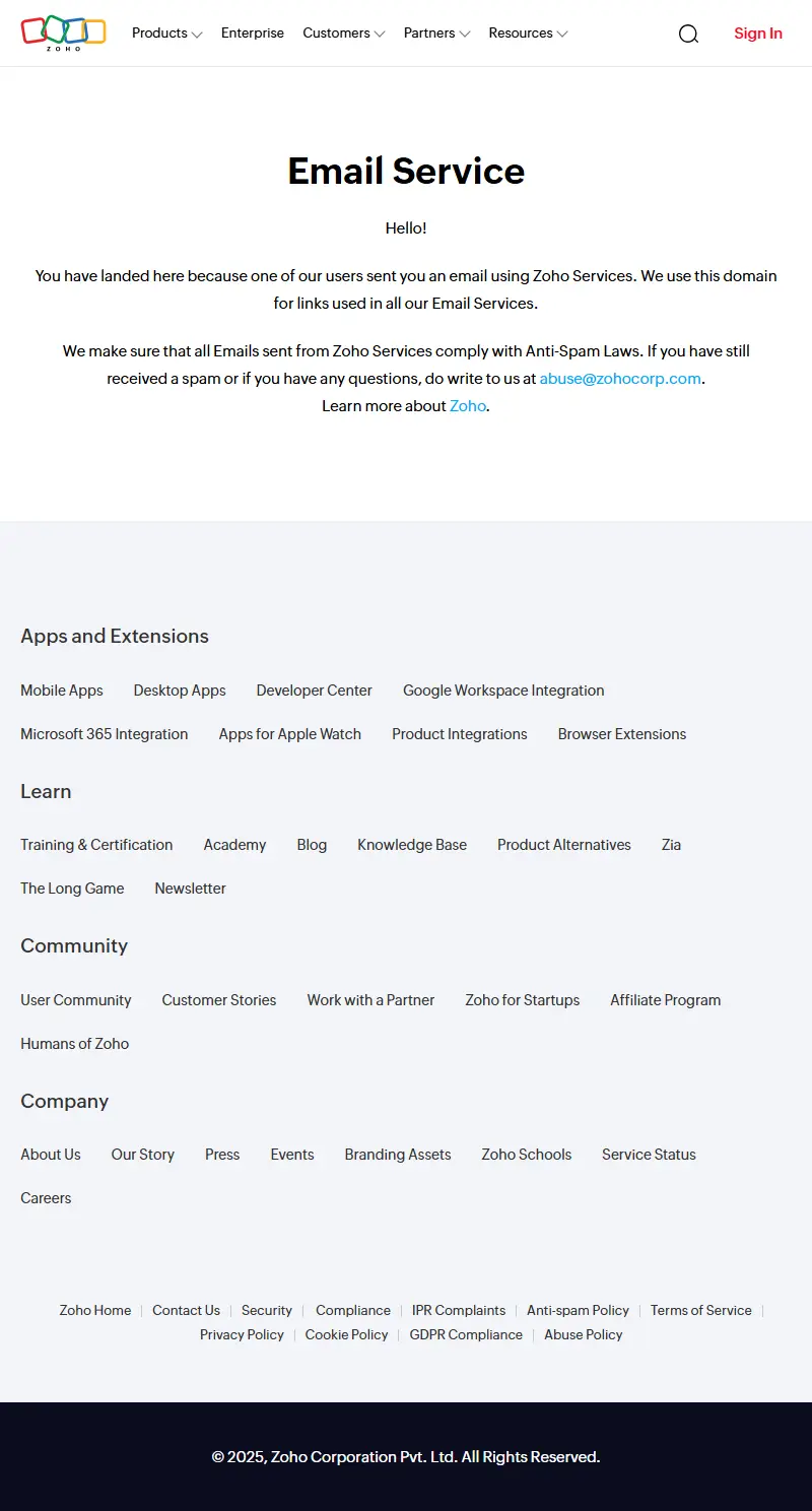 backlink from zohohost.com